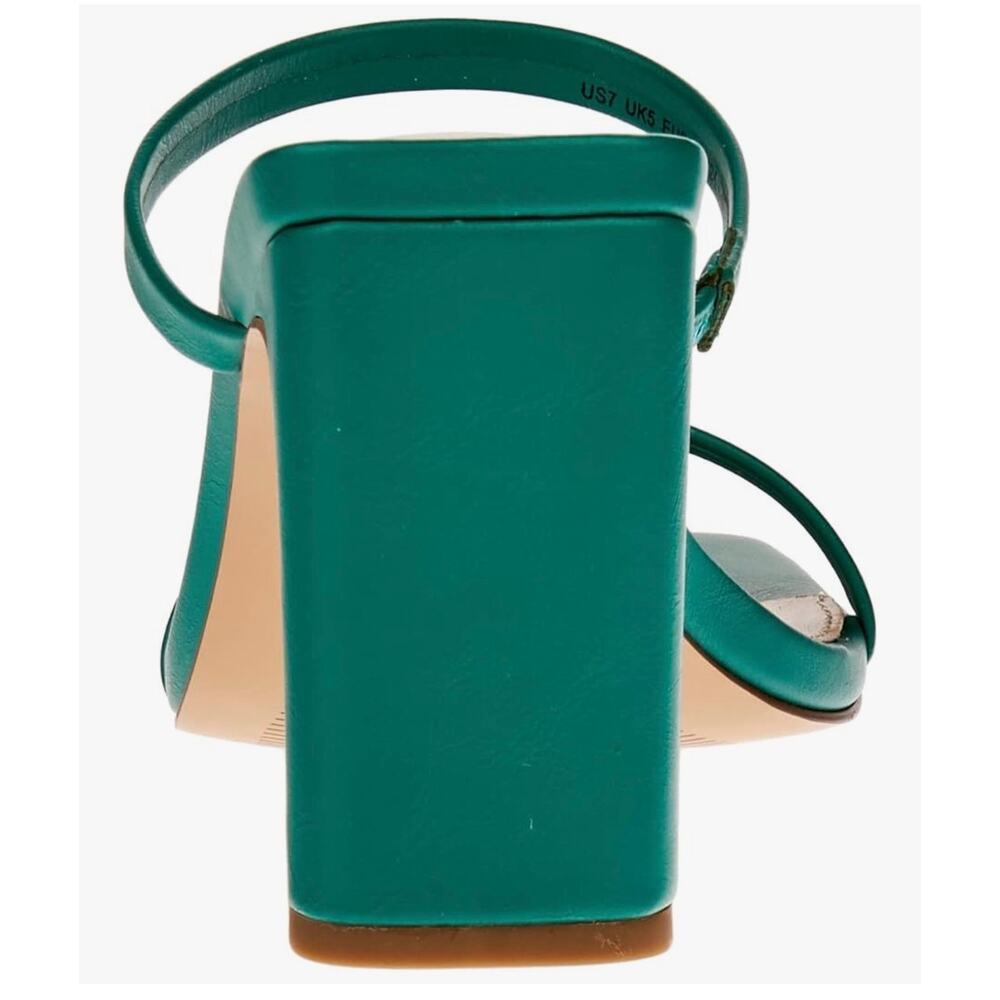 The Drop Women's Avery Ultramarine Green Square Toe Two Strap High Heels - Picture 2 of 4